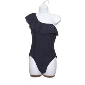 J.Crew Factory One Piece Ruffle Neckline One Shoulder Swimsuit Size Medium
